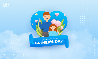 Fototapeta premium Happy father's day design, suitable for banners, promotions, posters, vouchers, give away and others