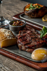 smoked meat and potatoes ready to eat