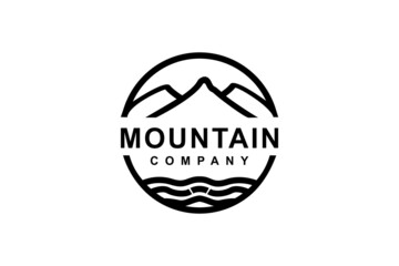 Retro Vintage Mountain Sea Adventure Hipster Emblem Logo design