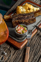 smoked meat and potatoes ready to eat