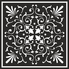 Vector monochrome square European ornament. Classic pattern of Ancient Greece, Roman Empire. Suitable for sandblasting, plotter and laser cutting.