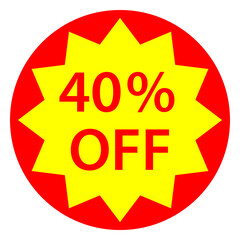 40%オフの割引シールのデザイン