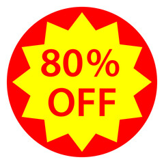80%オフの割引シールのデザイン