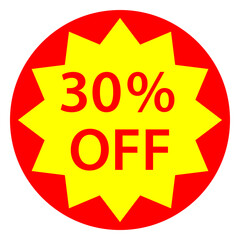 30%オフの割引シールのデザイン