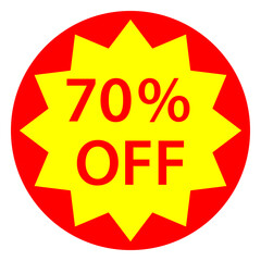 70%オフの割引シールのデザイン