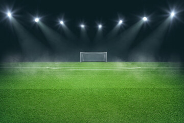 textured soccer game field - View of the soccer goal from midfield.