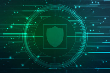 Protect and Security concept. Digital Shield on abstract technology background, Cyber security and information or network protection. Future technology web services for business and internet project
