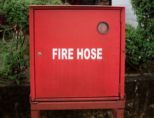 Red Fire hose for emergency situation