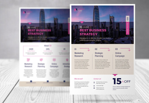 Business Consulting Agency Flyer with Blue and Magenta Accents