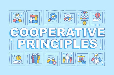 Fototapeta na wymiar Cooperative principles word concepts blue banner. Business organization. Infographics with icons on color background. Isolated typography. Vector illustration with text. Arial-Black font used