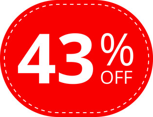 43 offer tag discount vector icon stamp. Badges for labels, stickers, banners.