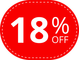 18 offer tag discount vector icon stamp. Badges for labels, stickers, banners.