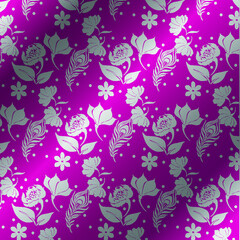 Two color vector floral pattern. Design for wallpaper, wrapping paper, background, fabric. Vector seamless pattern with decorative leaves flower