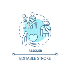Fototapeta premium Rescuer turquoise concept icon. Child role in dysfunctional families abstract idea thin line illustration. Isolated outline drawing. Editable stroke. Arial, Myriad Pro-Bold fonts used