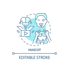 Mascot turquoise concept icon. Child role in dysfunctional families abstract idea thin line illustration. Isolated outline drawing. Editable stroke. Arial, Myriad Pro-Bold fonts used