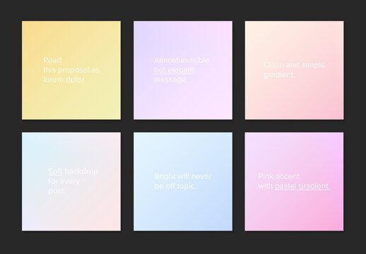 Simple Square Pastel Layouts for Social Media with Soft Gradient