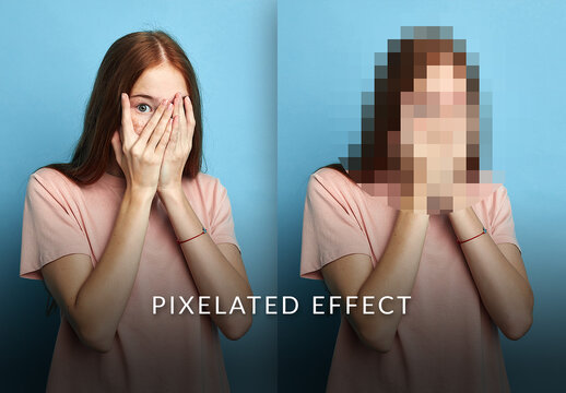 Censor Photo Mockup with Pixelation Effect