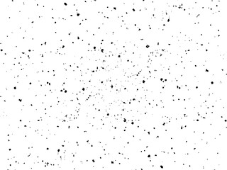 Grainy texture, black spots, specks, splashes, blotches on white background