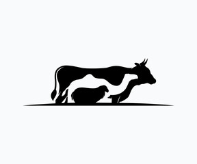 Cow, Camel, and Lamb stencil icon vector. Farm animals stencil. Livestock and cattle, farm logo template