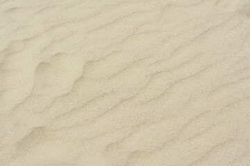 Fototapeta na wymiar Dry beach sand with wave pattern as background