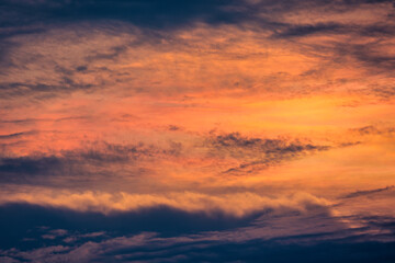 Beautiful dramatic sky and clouds in the sunset