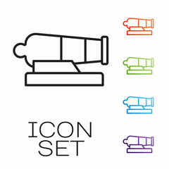 Black line Cannon icon isolated on white background. Set icons colorful. Vector