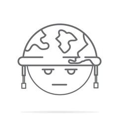 Soldier in military helmet icon. Outline vector sign, linear style pictogram isolated on white. Symbol, logo, illustration. Editable stroke.