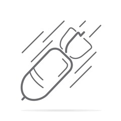 Falling bomb line icon, outline vector sign, linear style pictogram isolated on white. Symbol, logo illustration. Editable stroke