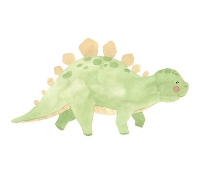 Watercolor dinosaurs illustration for kids