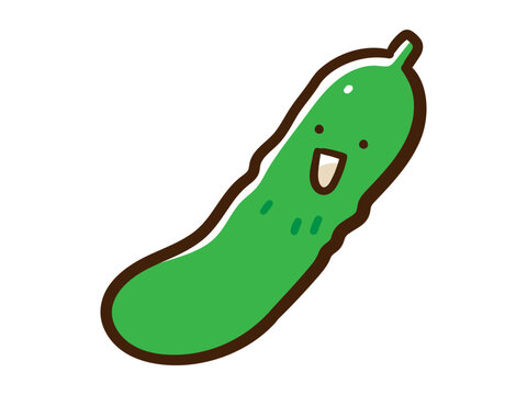 かわいいキュウリのキャラクターの手書き風イラスト Stock Vector Adobe Stock