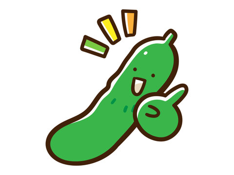 人差し指を立てて説明するかわいいキュウリの手書き風イラスト Stock Vector Adobe Stock