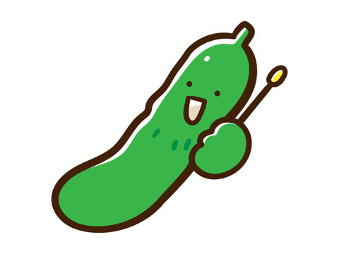 指差し棒を持つかわいいキュウリの手書き風イラスト Stock Vector Adobe Stock