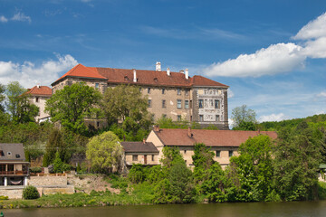 Fototapeta na wymiar Nelahozeves Chateau, look over Vltava river. Czech Republic.