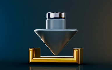 Obraz premium download icon on dark background 3d render concept for data documents files save transfer on storage