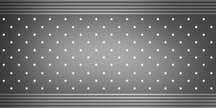Serey background with white stars, thin stripes, gradient and space for a copy. Independence Day, Veteran Day, Democracy, America.
