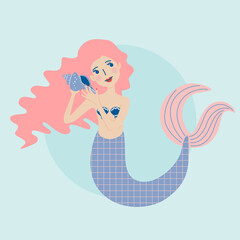 Cute mermaid vector illustration