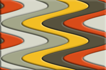 3D creative Varicolored white gray yellow red black wavy lines design zigzag pattern for decoration and background. simple classic colorful geometric repeating lines wallpaper