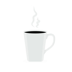 Cup of coffee with steam. Mug with steam. Vector illustration.