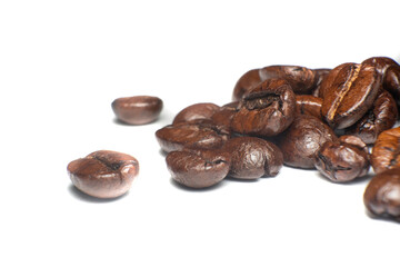 roasted coffee bean isolated on white background