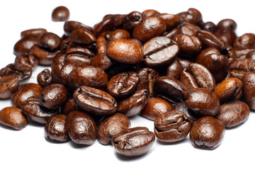 roasted coffee bean isolated on white background