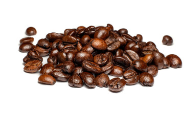 roasted coffee bean isolated on white background