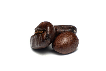 roasted coffee bean isolated on white background