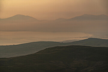 Snowdonia coastal landscape dusk view of Wales UK