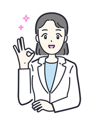 OKポーズをする女性医師のイラスト素材