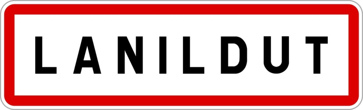 Panneau entrée ville agglomération Lanildut / Town entrance sign Lanildut