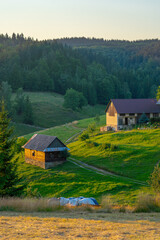 Sunset in Polana region, Slovakia, Europe, rural concept, abandoned place, countryside © fotomolka