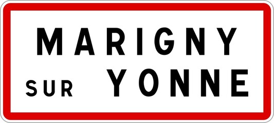 Panneau entrée ville agglomération Marigny-sur-Yonne / Town entrance sign Marigny-sur-Yonne