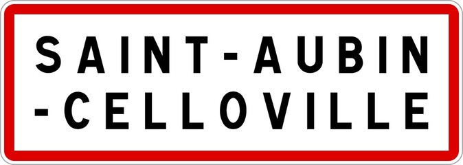 Panneau entrée ville agglomération Saint-Aubin-Celloville / Town entrance sign Saint-Aubin-Celloville