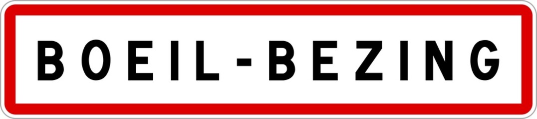 Panneau entrée ville agglomération Boeil-Bezing / Town entrance sign Boeil-Bezing