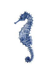 Dark blue seahorse. Underwater world. - 504404730